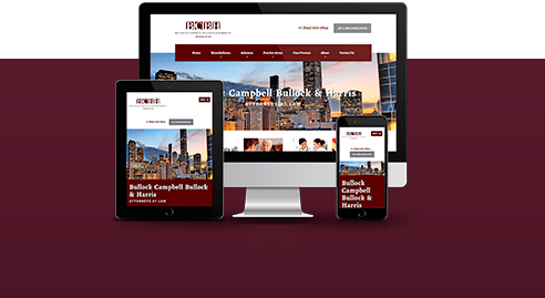 Website design for Bullock Campbell Bullock & Harris PC, a law firm specializing in personal injury and mesothelioma services.